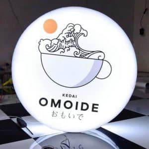 neon box bulat kedai omoide